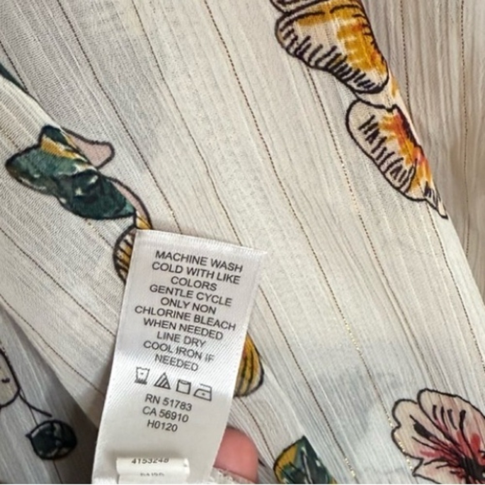 Maurice’s Floral Kimono Cardigan white semi sheer floral print Size 0/1 - Picture 9 of 10